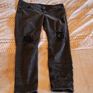 Distressed Silver Aiko Skinny Black Jeans for Women 34/31